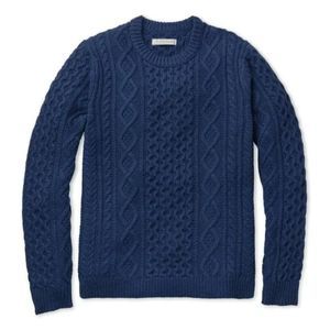 Outerknown Navy Blue Wool Cotton Cable Knit Fisherman Sweater Extra Large XL